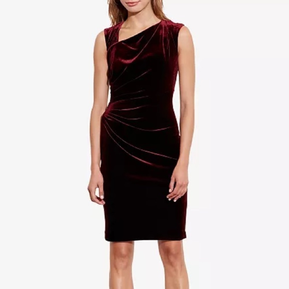 LAUREN RALPH LAUREN sleeveless Stretch-Velvet Sheath Dress size 2